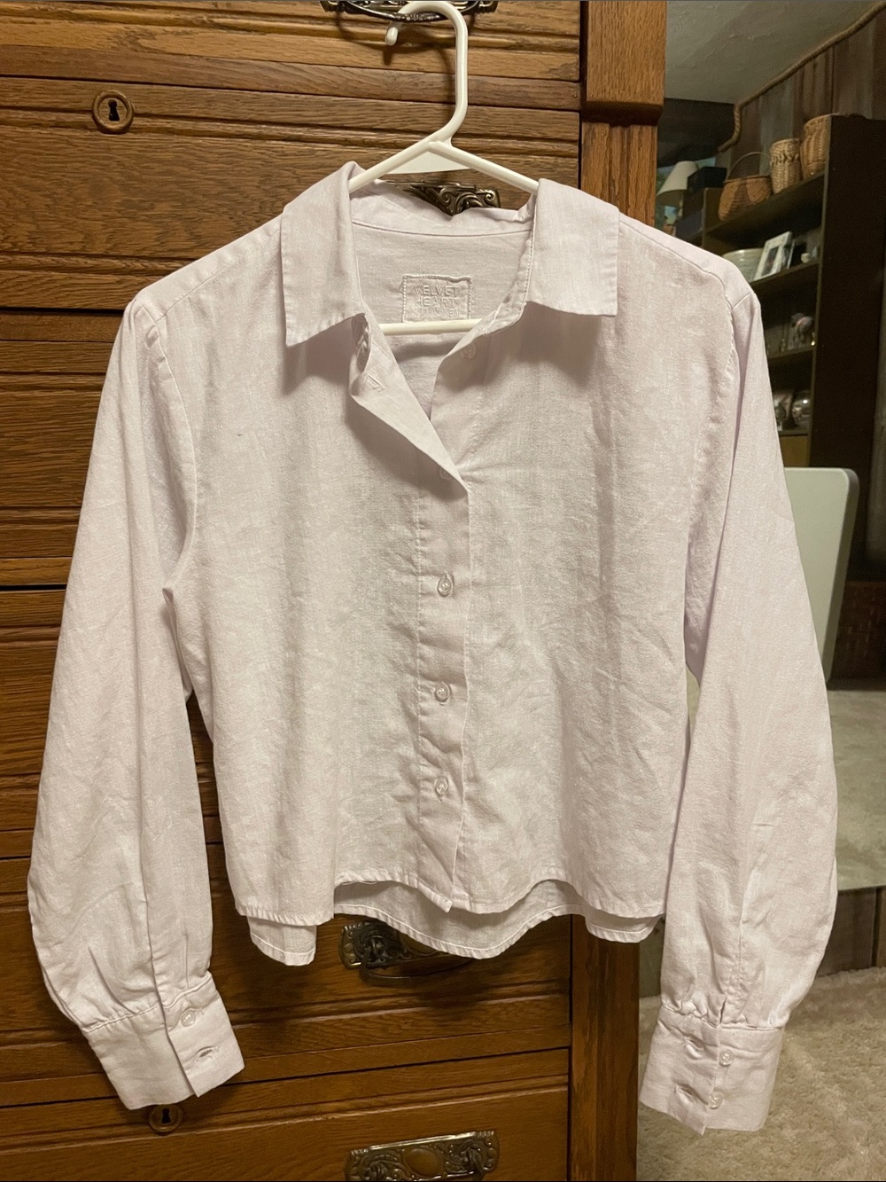 Velvet Heart white linen cropped blouse
